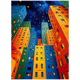 ALL4JIG Geometric City Fun Jigsaw Puzzles for Adults and Kids, 500 Pieces, Christmas Secret Santa Gift, White Elephant Gifts, Number Partitioned for Easy Solving