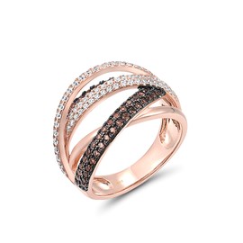 Santuzza Twisted Ring 925 Sterling Silver Nano Brown Spinel White Cubic Zirconia Rose Gold Plated Ring for Women (8)