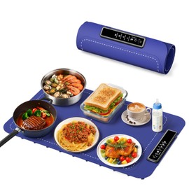 Food Warming Mat - New Upgraded Fast Heating Silicone Electric Warming Tray, Larger Touch Screen, Higher Feet, Roll Up Warming Mat for Food, Portable Food Warmer, Blue