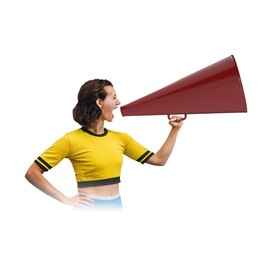 Marketing Holders One Piece Large Burgundy Megaphone 24" High Cheer Noisemaker Party 24" Tall Accessory Hard Plastic Prop for Cheer Coaches and Competitions Sports Games and Outdoor Activities