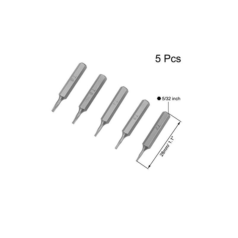 sourcing map Torx Bits Set 5pcs 5/32 Inch Hex Shank