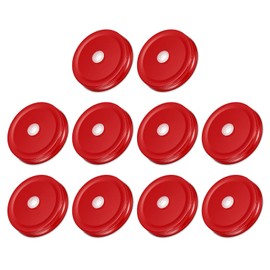 uxcell Mason Jar Lids with Straw Hole, 70mm/2.76" Regular Mouth Tin Plate Reusable Caps for Canning Jars Cover Drinking Supplies, (Red 10Pcs)