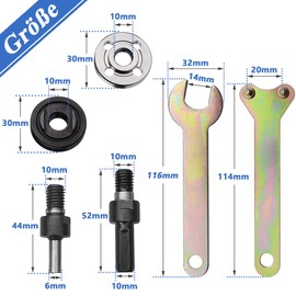 Mesee Hand Drill Conversion Rod Connecting Adapter Set, 6 mm and 10 mm Cutting Disc Mandrel Adapter, Angle Grinder Connecting Rod Conversion Tool for Cutting Disc Polishing Wheel Metals Holder
