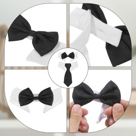 2 Pcs 12 inch Black Bow Tie Cat Collar, Pet Costume Adjustable Formal Cat Dogs Collar Tie, Cats Wedding Bowtie Wedding Dog Bowtie Ties for Cats Small Dog Puppy Birthday
