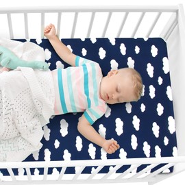 Biloban 28 x 52 Crib Sheet Fitted 2 Pack (28 x 52in), Breathable Cozy Hypoallergenic Baby Crib Sheets for Baby, Ultra Soft Microfiber Fits Standard Crib Mattress & Toddler Mattress, Arrow & Cloud