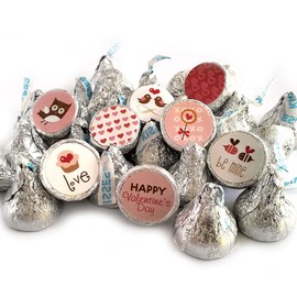 Valentine's Day Labels for Hershey Kisses Chocolates by Adore By Nat - Love Valentine Candy Stickers - Set of 240