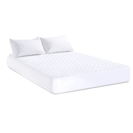 Poly-Cotton Quilted Mattress Protector Microfiber Fitted 30cm Deep Skirt Soft Touch for Extra Comfort Non Noisy Hotel Quality Anti-Allergy & Breathable (Small Double 4 foot (122 × 190 cm))
