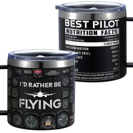 FROOBLEQUIRK 14 Oz Pilot Tumbler, Aviation Gift for Men, Private Pilots, Dad, Husband, or Son, Airplane-Themed Birthday, Retirement & Christmas Birthday Gifts with Pilot Accessories