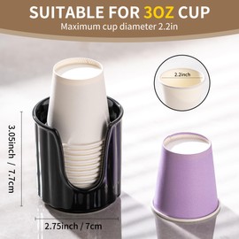 TANEW Ceramic Bathroom Cup Dispenser with Stylish Vertical Stripes - Dixie Cup Dispenser & Mouthwash Cup Holder Holds 3oz Paper Cups for Rinsing Cups on Bathroom Vanity Countertops Glossy Black