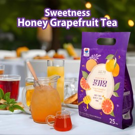 Ssanggye Korean Honey Grapefruit Tea 30g X 25pcs, All Natural Fresh Grapefruit Tea With Honey Marmalade Jam, Sauce For Salad Spread Ade Cocktail Dressing Portable Sachets For On-The-Go Sweet 꿀 자몽차, 4 Seasons Daily Drink