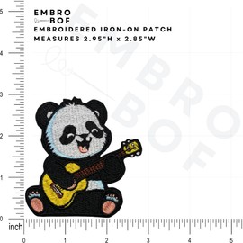 EMBRO BOF Baby Rockstar Panda Patch – 2.95 inches, Colorful Joyful Iron On Panda Patch – Embroidered Bamboo Bear Patches Appliques for Children