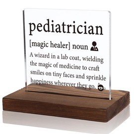 Pediatrician Gifts, Magic Healer Desk Plaque, Pediatrician Office Decor, Inspirational Pediatrician Gifts, Acrylic Desk Plaque with Inspirational Quotes, 10 x 10 x 1.5 cm,WTT5