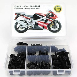 Xitomer Fairing Bolts Kits Fit for GSXR 1000 2001 2002 Full Sets, Mounting Kits for GSX-R1000 2001 2002 GSXR1000 Fairing Kit Washers/Nuts/Fastenings/Clips/Grommets (Matte Black)