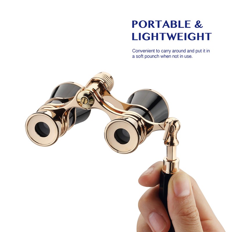 Aomekie Theatre Opera Glasses with Handle 3X25 Compact Folding Binoculars
