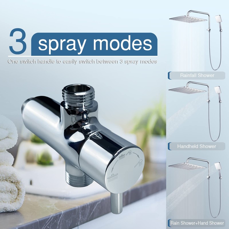 HOMVIVA® All Solid Metal 3-Way Shower Arm Diverter Valve with