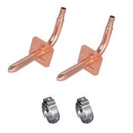 2-Pack 1/2 Inch PEX-B Copper Stub Out Elbow, 6" Length, F1807 Certified, Lead-Free Brass with Wall Flange - Compatible with Stainless Steel Clamp & Crimp Systems (Not for PEX-A Tubing)