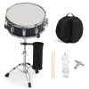 "14x5.5in Beginner Student Black Snare Drum Set with Drumstick Holder
