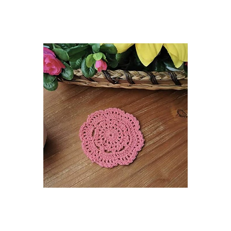 Phantomon Lace Round Crochet Doilies Handmade Coasters, 4-Inch, Pack of