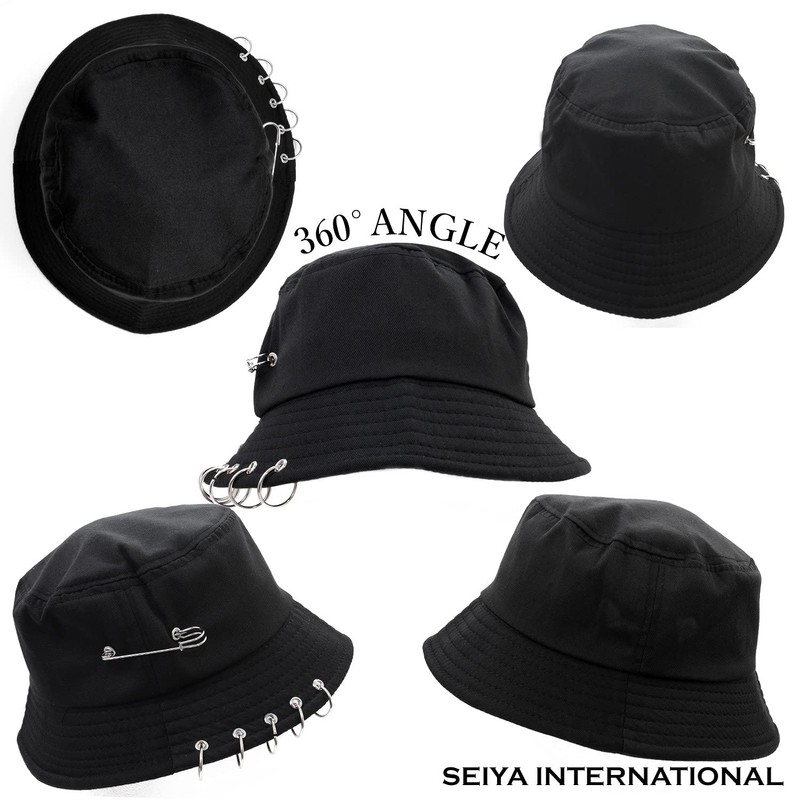 Seiya International Korean Design Ring Bucket Hat - bucket blk