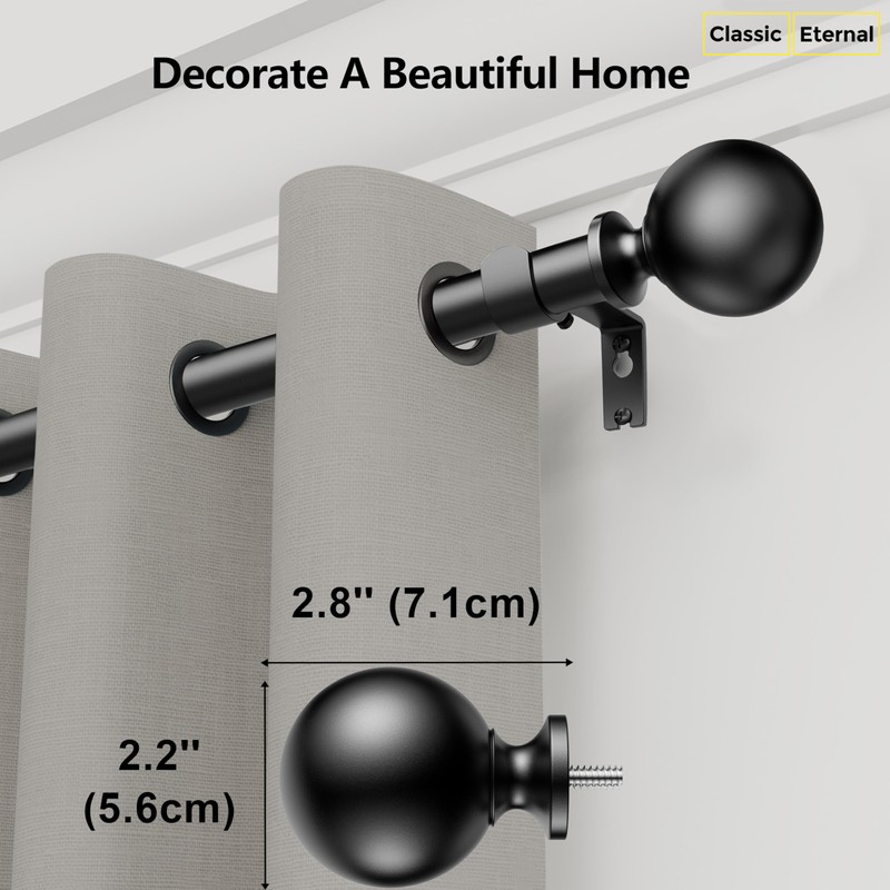 Curtain Rods 120-200 Inch, 210-inch Rod, Adjustable Length Heavy Duty