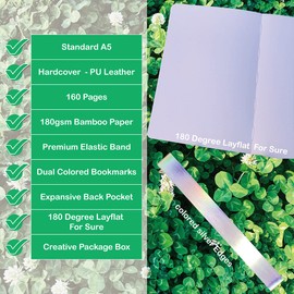 A5 Dotted Notebook - Bullet Dot Grid Journal - 180G Thick Bamboo Paper - 160 Dot Grid Pages 5x5 MM - Waterproof Hardcover - Watercolor Drawing For Artist and Students (BK-7)