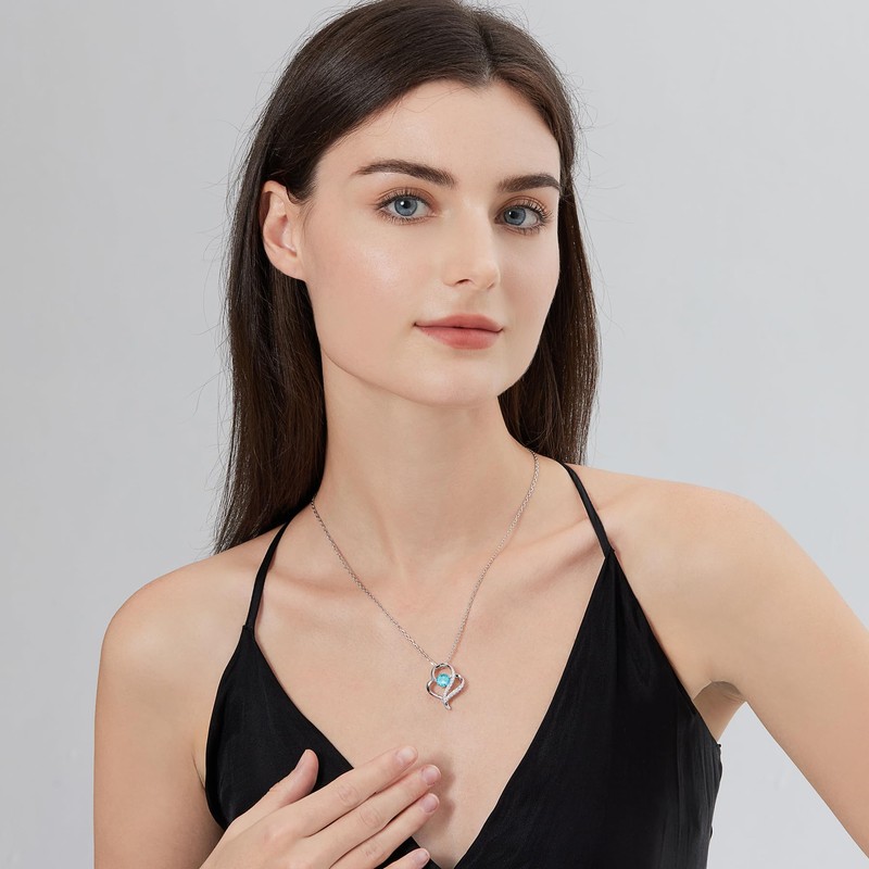 jiamiaoi 18K White Gold Plated Heart Chain Silver Women's Heart