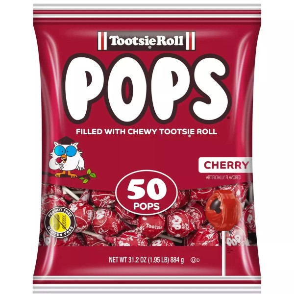 Tootsie Pops Cherry Flavored Lollipops with Delicious Chocolatey Center 50