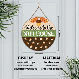 Fall Welcome Sign Decor for Front Door, Rustic Fall Wall Wooden Hanging Decor for Home, Farmhouse Autumn Thanksgiving Decorations Indoor, Welcome to The Nut House