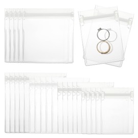 PATIKIL 50 Pcs Anti Tarnish Jewelry Bags, EVA Zipper Lock Jewelry Pouch for Holding Storage Rings Earrings, 3 Size, Transparent