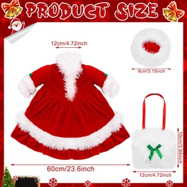 Suzile Christmas Goose Outfit Mrs. Claus Dresses Clothes for 23" High Cement or Plastic Goose Porch Yard Goose Costume for Lawn Outdoor Garden Patio Statue Xmas Santa Holiday Decor