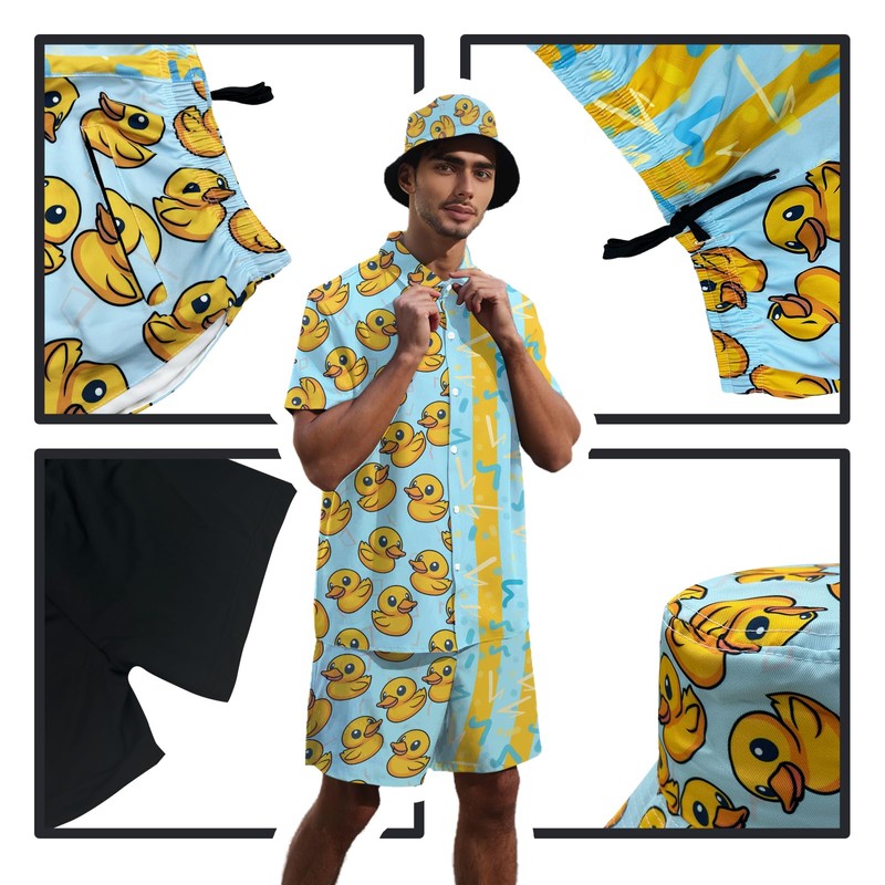 Wilumi Mens Rubber Duck Costume 2 Pieces Hawaiian Shirt and
