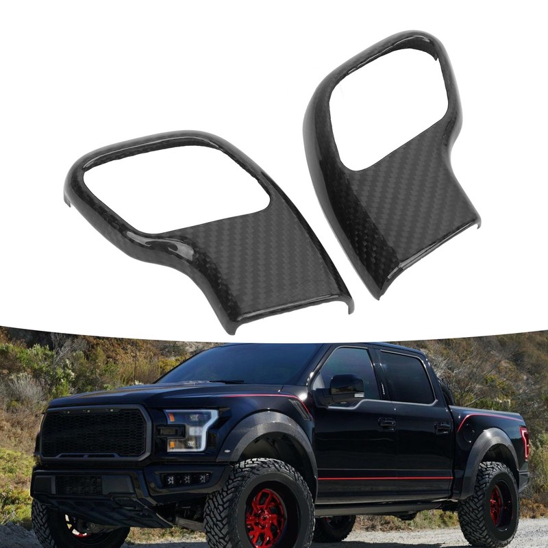 2Pcs Gear Shift Knob Cover Trim Protective Carbon Fiber Gear