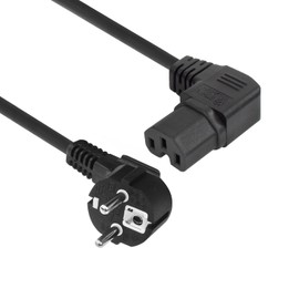 ACT Warming Device Cable CEE7/7 to C15 Angled Right, 1m Power Cord CEE 7/7, Power Cable to C15 Warming Device Socket, Power Cable Angled - AK5349