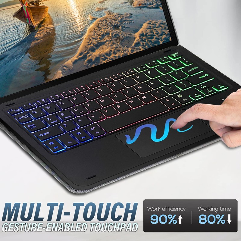 DKAHOEE Backlit Touchpad Keyboard Case for T-Mobile REVVL Tab 2