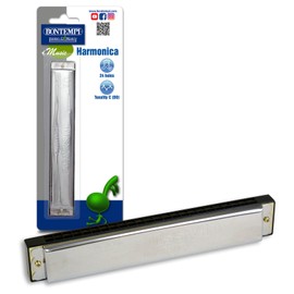 Bontempi 30 2420 2420-Metall Mundharmonika, grau, 18 x 2.3 x 3 cm
