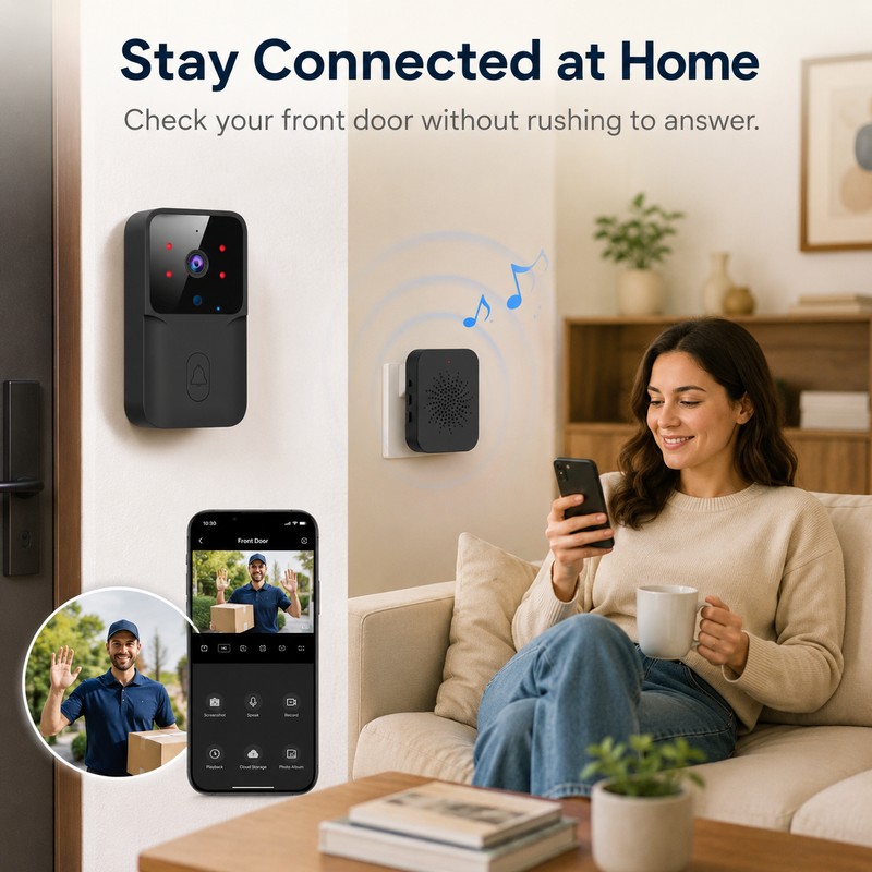 Wireless Video Doorbell for Home Security – HD WiFi Intercom