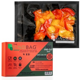 The Kind Bag Vacuum Seal Bags for Food; Food Grade, BPA Free & Freezer Safe; Airtight, Odor Free and Moisture Free; Commercial Grade 3mil Clear & Black; 4x6 inch Pre Cut Bags (100ct)