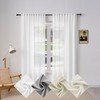 WOLTU Curtains with Ruffle Tape, Linen Look, Semi-Transparent Voile Linen