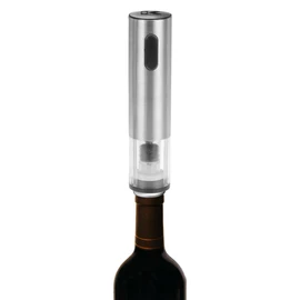 Kalorik Electric Wine Opener Wine Lovers Set Includes Bottle Opener Wine Pourer Preserver and 2 Stoppers Foil Cutter and Charging Base, Stainless Steel