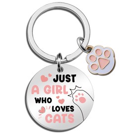 Cxulquvs Cat Keychain Cute Gifts for Cat Lovers Teen Girls Women Funny Cats Accessories for Teen Girls Trendy Just A Girl Who Loves Cats