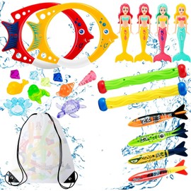 Cakuni Swimming Pool Toys for Diving - Summer Swimming Toys for Kids - Water Toys with Diving Mermaids, Dive Sticks, Fish Rings,Diving Torpedoes, Diving Gems for Kids