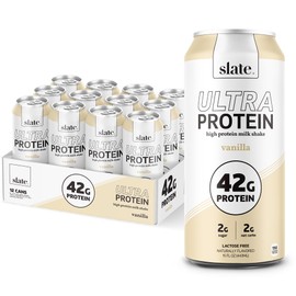 Slate Milk - Ultra High Protein Shake - Vanilla - 42g Protein, 2g Sugar, 190 Calories, 2g Net Carbs - Lactose Free - No Added Sugar, No Seed Oils - Breakfast Boost, Post Workout - 15 fl oz, 12 Cans