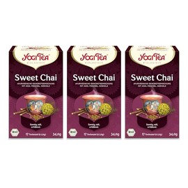 Yogi Tea - Sweet Chai, Ayurvedic Organic Spice and Herbal Tea, Naturally Caffeine-Free, Blend of Anise, Fennel and Licorice, Yogi Tea Pack of 3, 3x17 Bags (51 Tea Bags Total)