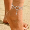Eyret Rhinestone Anklet Silver Layered Sparkly Heart Crystal Ankle Bracelets