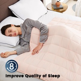CUTEKING Weighted Blanket for Adults(12lbs, 48"x72", Queen, Pink)Heavy Blanket for 110-130lbs, Weighted Blanket for Cooling & Heating with Premium Glass Beads, Soft Thick Blanket for Adult All-Season