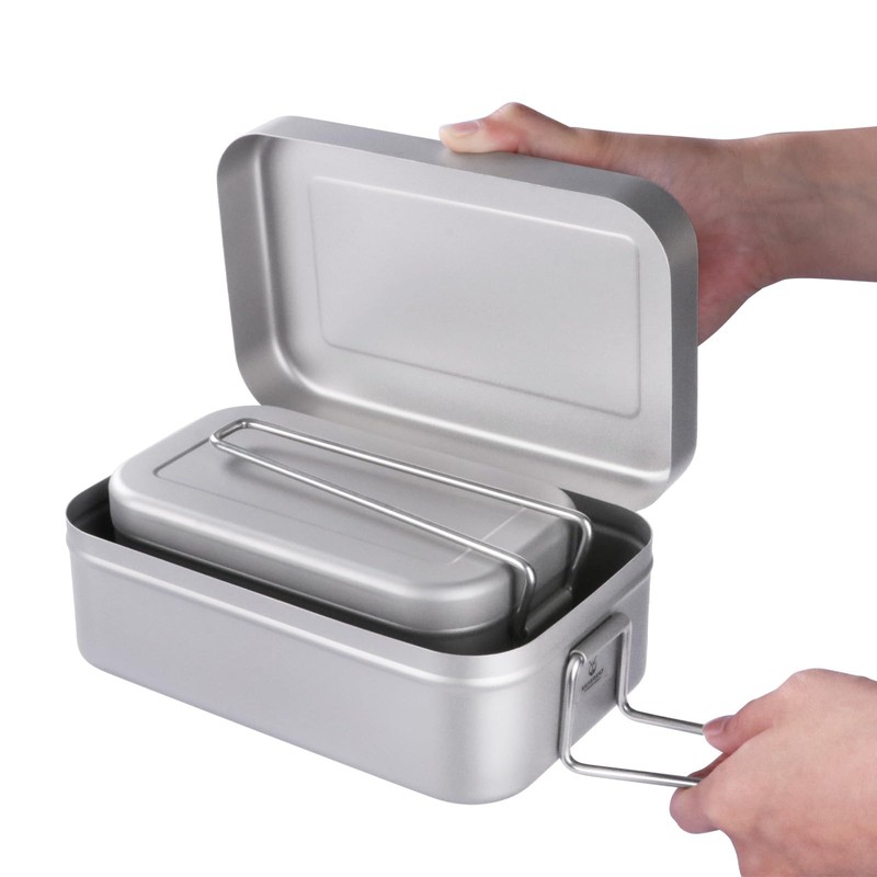 SILVERANT Titanium Bento Camping Lunch Box Mess Kit 800ml with