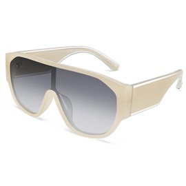 Oversized Aviator Sunglasses Women Men Polarized Trendy Big Siamese Chunky Thick Frame Large UV Protection Shades Beige White