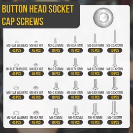 DTGN 520Pcs M3 M4 M5 M6 Button Head Socket Cap Screws - 304 Stainless Steel Bolt Nut Set Washer Assortment Kit - Good for Road Bicycle, Mountain Bike, Auto