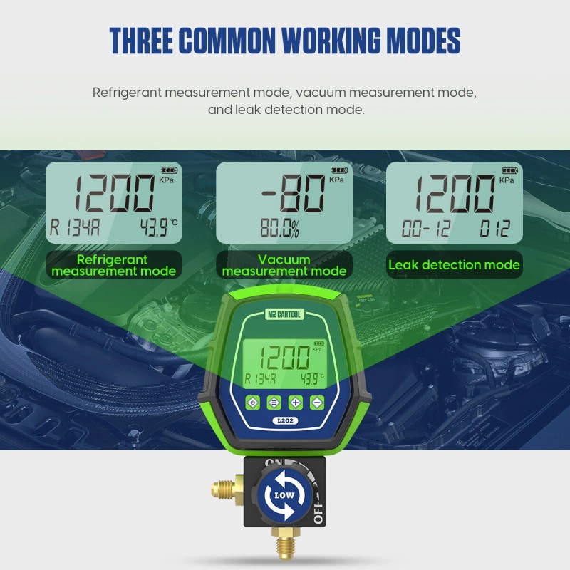 MRCARTOOL HVAC Digital Refrigeration Manifold Gauge Vacuum Pressure Leakage Meter