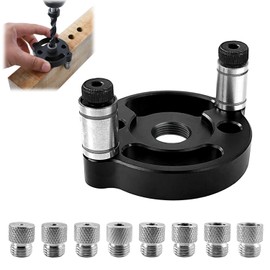 Woodworking Drill Hole Locator, Pocket Hole Punch Bring 8-Hole 3/4/5/6/7/8/9/10 mm Drill Bushings, Drilling Aid Vertical Drilling, Vertical Dowel Gauge, for Solid Wood, Hardwood
